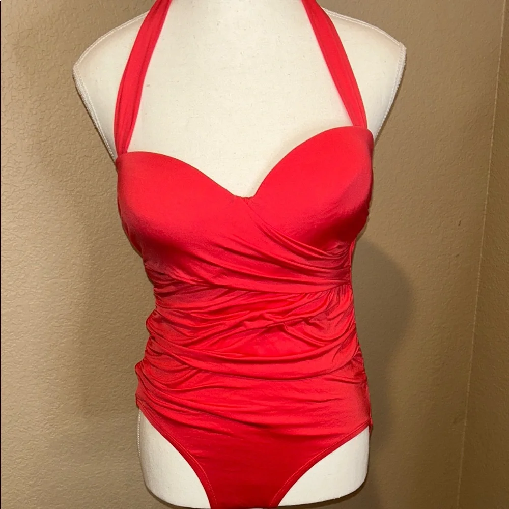Merona Red Women's One Piece Swimsuit - Picture 3 of 13